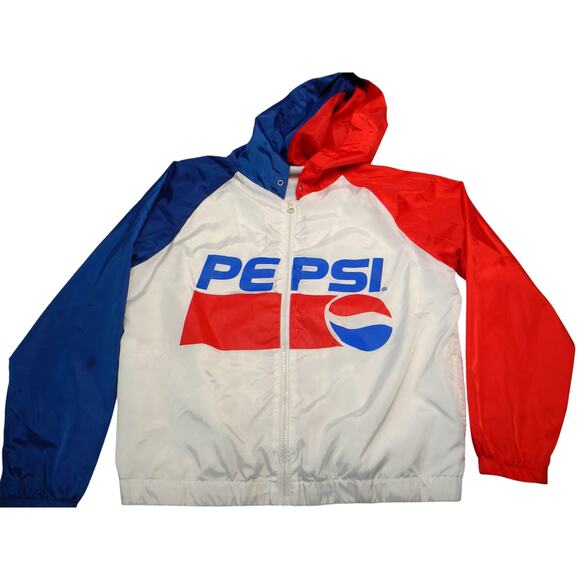 Pepsi Other - Pepsi Authentic Full Zip Hooded Rain Jacket Windbreaker Size Medium Lightweight